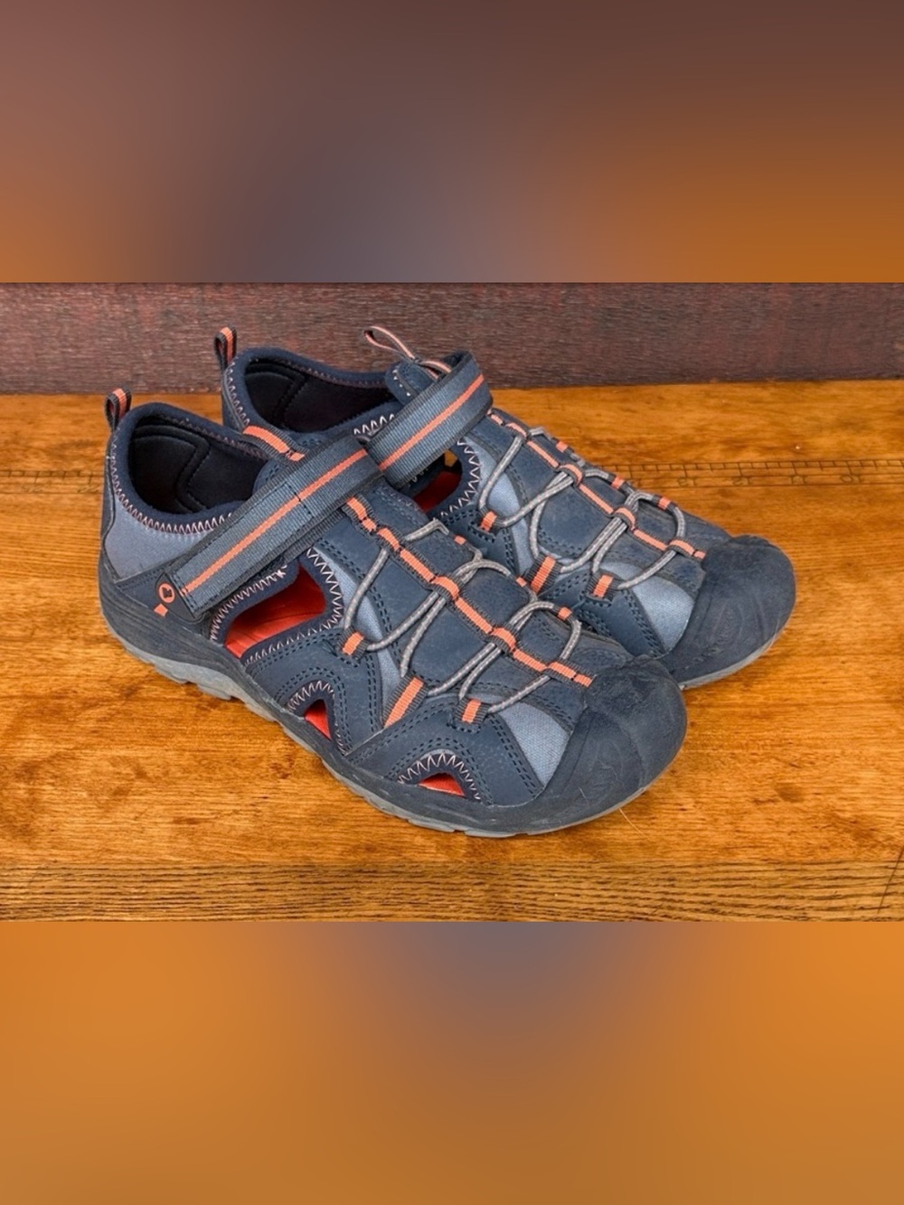 Merrell Hydro 2 Water Hiking Sandals Navy Orange Sz 4 Kids/5 Women’s
